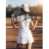 image:imageGRECERELLE Womens 2026 Summer 2 Piece Skort Sets Cap Sleeve Zip Collared Top Matching Tennis Skirt with Pockets for AthleticWhite