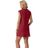 image:imageGRECERELLE Womens 2026 Summer 2 Piece Skort Sets Cap Sleeve Zip Collared Top Matching Tennis Skirt with Pockets for AthleticWine Red