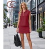 image:imageGRECERELLE Womens 2026 Summer 2 Piece Skort Sets Cap Sleeve Zip Collared Top Matching Tennis Skirt with Pockets for AthleticWine Red