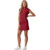 image:imageGRECERELLE Womens 2026 Summer 2 Piece Skort Sets Cap Sleeve Zip Collared Top Matching Tennis Skirt with Pockets for AthleticWine Red