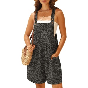 image:imageGRECERELLE Jumpsuits For Women Summer Short Overalls Casual Sleeveless Adjustable Loose Womens Rompers with Pockets 2026Gray Ld Dark Gray