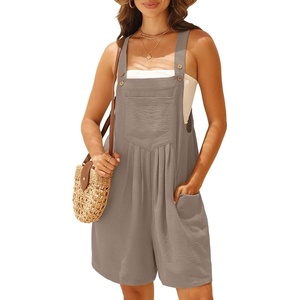 image:imageGRECERELLE Jumpsuits For Women Summer Short Overalls Casual Sleeveless Adjustable Loose Womens Rompers with Pockets 2026Purple Pink
