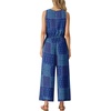 image:imageGRECERELLE Two Piece Sets for Women Sleeveless Crop Top Wide Leg Pants Sweat Set for Women Tracksuits 2026 SummerBlue Purple Patch