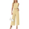 image:imageGRECERELLE Two Piece Sets for Women Sleeveless Crop Top Wide Leg Pants Sweat Set for Women Tracksuits 2026 SummerButter Yellow