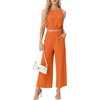 image:imageGRECERELLE Two Piece Sets for Women Sleeveless Crop Top Wide Leg Pants Sweat Set for Women Tracksuits 2026 SummerOrange