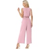 image:imageGRECERELLE Two Piece Sets for Women Sleeveless Crop Top Wide Leg Pants Sweat Set for Women Tracksuits 2026 SummerPink