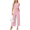image:imageGRECERELLE Two Piece Sets for Women Sleeveless Crop Top Wide Leg Pants Sweat Set for Women Tracksuits 2026 SummerPink