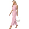 image:imageGRECERELLE Two Piece Sets for Women Sleeveless Crop Top Wide Leg Pants Sweat Set for Women Tracksuits 2026 SummerPink