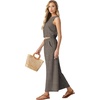 image:imageGRECERELLE Two Piece Sets for Women Sleeveless Crop Top Wide Leg Pants Sweat Set for Women Tracksuits 2026 SummerWh Brown Pinstripe