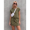 image:imageGRECERELLE Two Piece Skort Sets for Women Summer Crew Neck Cap Sleeve Top Tennis Skirt Set Athletic Matching SetsArmy Green