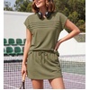 image:imageGRECERELLE Two Piece Skort Sets for Women Summer Crew Neck Cap Sleeve Top Tennis Skirt Set Athletic Matching SetsArmy Green