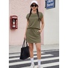 image:imageGRECERELLE Two Piece Skort Sets for Women Summer Crew Neck Cap Sleeve Top Tennis Skirt Set Athletic Matching SetsArmy Green