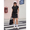 image:imageGRECERELLE Two Piece Skort Sets for Women Summer Crew Neck Cap Sleeve Top Tennis Skirt Set Athletic Matching SetsBlack