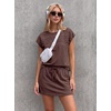 image:imageGRECERELLE Two Piece Skort Sets for Women Summer Crew Neck Cap Sleeve Top Tennis Skirt Set Athletic Matching SetsDark Coffee