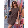 image:imageGRECERELLE Two Piece Skort Sets for Women Summer Crew Neck Cap Sleeve Top Tennis Skirt Set Athletic Matching SetsDark Coffee