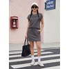 image:imageGRECERELLE Two Piece Skort Sets for Women Summer Crew Neck Cap Sleeve Top Tennis Skirt Set Athletic Matching SetsDark Gray
