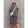 image:imageGRECERELLE Two Piece Skort Sets for Women Summer Crew Neck Cap Sleeve Top Tennis Skirt Set Athletic Matching SetsDark Gray