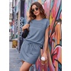 image:imageGRECERELLE Two Piece Skort Sets for Women Summer Crew Neck Cap Sleeve Top Tennis Skirt Set Athletic Matching SetsDenim Blue