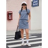 image:imageGRECERELLE Two Piece Skort Sets for Women Summer Crew Neck Cap Sleeve Top Tennis Skirt Set Athletic Matching SetsDenim Blue