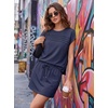 image:imageGRECERELLE Two Piece Skort Sets for Women Summer Crew Neck Cap Sleeve Top Tennis Skirt Set Athletic Matching SetsNavy Blue
