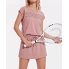 image:imageGRECERELLE Two Piece Skort Sets for Women Summer Crew Neck Cap Sleeve Top Tennis Skirt Set Athletic Matching SetsRose Pink