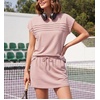 image:imageGRECERELLE Two Piece Skort Sets for Women Summer Crew Neck Cap Sleeve Top Tennis Skirt Set Athletic Matching SetsRose Pink