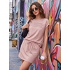 image:imageGRECERELLE Two Piece Skort Sets for Women Summer Crew Neck Cap Sleeve Top Tennis Skirt Set Athletic Matching SetsRose Pink