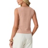 image:imageGRECERELLE Womens Summer Sleeveless V Neck Sweater Vest Knit Tank Top  Button Front Closure Crochet Knit Design Casual Style Cropped Fit Versatile Layering for Office TravelCoral Pink