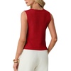 image:imageGRECERELLE Womens Summer Sleeveless V Neck Sweater Vest Knit Tank Top  Button Front Closure Crochet Knit Design Casual Style Cropped Fit Versatile Layering for Office TravelRed