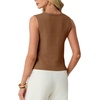 image:imageGRECERELLE Womens Summer Sleeveless V Neck Sweater Vest Knit Tank Top  Button Front Closure Crochet Knit Design Casual Style Cropped Fit Versatile Layering for Office TravelBrown