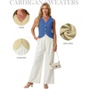 image:imageGRECERELLE Womens Summer Sleeveless V Neck Sweater Vest Knit Tank Top  Button Front Closure Crochet Knit Design Casual Style Cropped Fit Versatile Layering for Office TravelDenim Blue