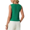 image:imageGRECERELLE Womens Summer Sleeveless V Neck Sweater Vest Knit Tank Top  Button Front Closure Crochet Knit Design Casual Style Cropped Fit Versatile Layering for Office TravelBright Green