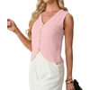 image:imageGRECERELLE Womens Summer Sleeveless V Neck Sweater Vest Knit Tank Top  Button Front Closure Crochet Knit Design Casual Style Cropped Fit Versatile Layering for Office TravelPink White
