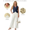 image:imageGRECERELLE Womens Summer Sleeveless V Neck Sweater Vest Knit Tank Top  Button Front Closure Crochet Knit Design Casual Style Cropped Fit Versatile Layering for Office TravelNavy Blue
