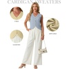 image:imageGRECERELLE Womens Summer Sleeveless V Neck Sweater Vest Knit Tank Top  Button Front Closure Crochet Knit Design Casual Style Cropped Fit Versatile Layering for Office TravelLight Blue