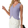 image:imageGRECERELLE Womens Summer Sleeveless V Neck Sweater Vest Knit Tank Top  Button Front Closure Crochet Knit Design Casual Style Cropped Fit Versatile Layering for Office TravelLavender
