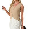 image:imageGRECERELLE Womens Summer Sleeveless V Neck Sweater Vest Knit Tank Top  Button Front Closure Crochet Knit Design Casual Style Cropped Fit Versatile Layering for Office TravelApricot