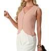 image:imageGRECERELLE Womens Summer Sleeveless V Neck Sweater Vest Knit Tank Top  Button Front Closure Crochet Knit Design Casual Style Cropped Fit Versatile Layering for Office TravelCoral Pink