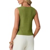 image:imageGRECERELLE Womens Summer Sleeveless V Neck Sweater Vest Knit Tank Top  Button Front Closure Crochet Knit Design Casual Style Cropped Fit Versatile Layering for Office TravelDill Green