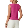 image:imageGRECERELLE Womens Summer Sleeveless V Neck Sweater Vest Knit Tank Top  Button Front Closure Crochet Knit Design Casual Style Cropped Fit Versatile Layering for Office TravelHot Pink