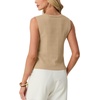 image:imageGRECERELLE Womens Summer Sleeveless V Neck Sweater Vest Knit Tank Top  Button Front Closure Crochet Knit Design Casual Style Cropped Fit Versatile Layering for Office TravelApricot