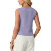 image:imageGRECERELLE Womens Summer Sleeveless V Neck Sweater Vest Knit Tank Top  Button Front Closure Crochet Knit Design Casual Style Cropped Fit Versatile Layering for Office TravelLavender