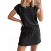 image:imageGRECERELLE Two Piece Skort Sets for Women Summer Crew Neck Cap Sleeve Top Tennis Skirt Set Athletic Matching SetsBlack