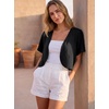 image:imageGRECERELLE Womens Summer Lightweight Cropped Cardigan Shrug  Short Sleeve Casual Bolero Shrugs Open Front Cover Ups for Dresses V Neck Trendy Layering TopsBlack