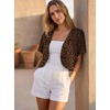 image:imageGRECERELLE Womens Summer Lightweight Cropped Cardigan Shrug  Short Sleeve Casual Bolero Shrugs Open Front Cover Ups for Dresses V Neck Trendy Layering TopsLd Coffee