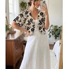 image:imageGRECERELLE Womens Summer Lightweight Cropped Cardigan Shrug  Short Sleeve Casual Bolero Shrugs Open Front Cover Ups for Dresses V Neck Trendy Layering TopsKhaki Black Flower