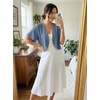 image:imageGRECERELLE Womens Summer Lightweight Cropped Cardigan Shrug  Short Sleeve Casual Bolero Shrugs Open Front Cover Ups for Dresses V Neck Trendy Layering TopsHaze Blue