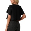 image:imageGRECERELLE Womens Summer Lightweight Cropped Cardigan Shrug  Short Sleeve Casual Bolero Shrugs Open Front Cover Ups for Dresses V Neck Trendy Layering TopsBlack