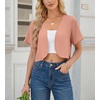 image:imageGRECERELLE Womens Summer Lightweight Cropped Cardigan Shrug  Short Sleeve Casual Bolero Shrugs Open Front Cover Ups for Dresses V Neck Trendy Layering TopsPink
