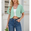 image:imageGRECERELLE Womens Summer Lightweight Cropped Cardigan Shrug  Short Sleeve Casual Bolero Shrugs Open Front Cover Ups for Dresses V Neck Trendy Layering TopsMint Green